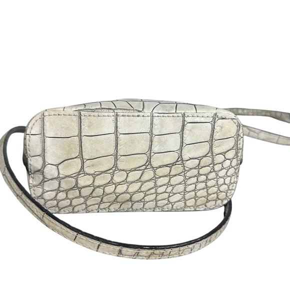 Pratesi Volterra Cream Croc Embossed Italian Leather Crossbody Bag - Picture 4 of 10